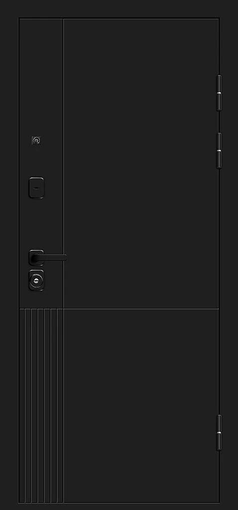 Входная дверь Optim Z-2 Нео Зеркало Муар черный/Белый BR6180 внешняя сторона